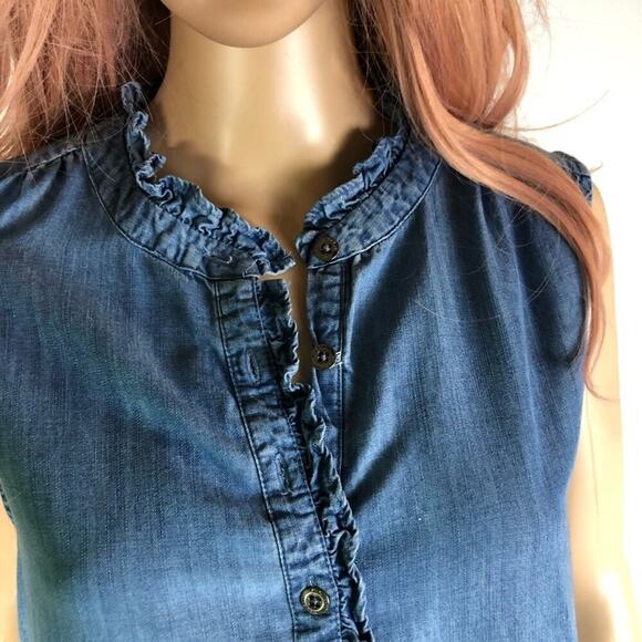 NWT Max Jeans Denim Ruffle Dress Pockets Size S - Picture 3 of 10